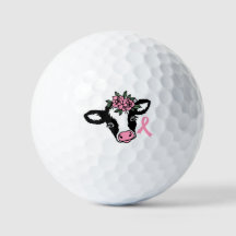 Breast Cancer Floral Pink Heifer Cow Golf Ball