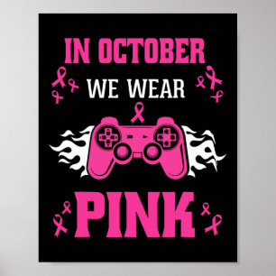 Breast Cancer Gaming Kids Boys Youth Poster