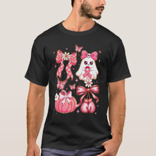 Breast Cancer Ghost Coquette Pink Ribbon Halloween T-Shirt
