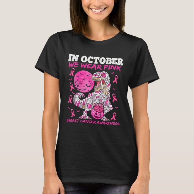 Breast Cancer Gift For Boys Men Dinosaur T - Rex T-Shirt (Front)