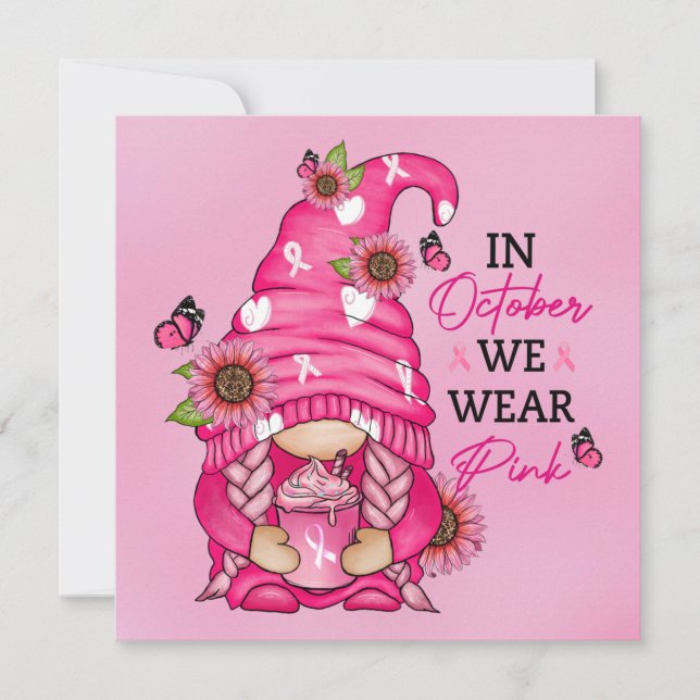 Breast Cancer Gnome Greeting Card (Front)