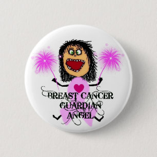 Breast Cancer Guardian Angel 6 Cm Round Badge