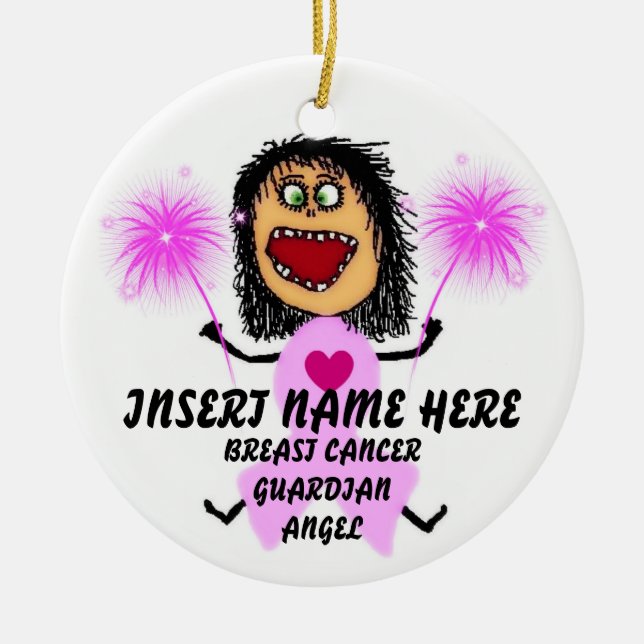Breast Cancer Guardian Angel Ceramic Tree Decoration (Front)