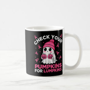 Breast Cancer Halloween Boo Ghost Check Your Pumpk Coffee Mug