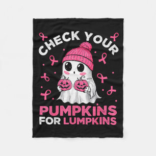 Breast Cancer Halloween Boo Ghost Check Your Pumpk Fleece Blanket