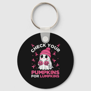 Breast Cancer Halloween Boo Ghost Check Your Pumpk Key Ring