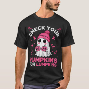 Breast Cancer Halloween Boo Ghost Check Your Pumpk T-Shirt