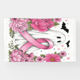 Breast Cancer Halloween Ghost Boho Banner