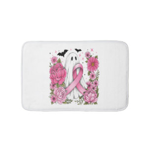 Breast Cancer Halloween Ghost Boho Bath Mat