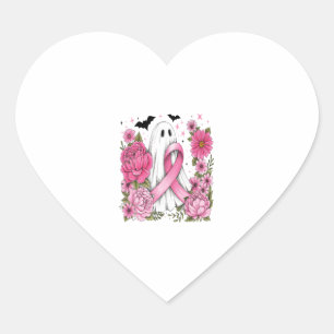 Breast Cancer Halloween Ghost Boho Heart Sticker