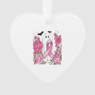 Breast Cancer Halloween Ghost Boho Ornament