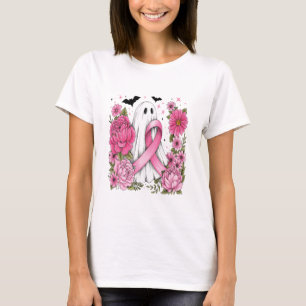 Breast Cancer Halloween Ghost Boho T-Shirt