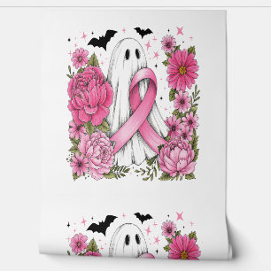 Breast Cancer Halloween Ghost Boho Wallpaper