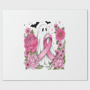 Breast Cancer Halloween Ghost Boho Wrapping Paper