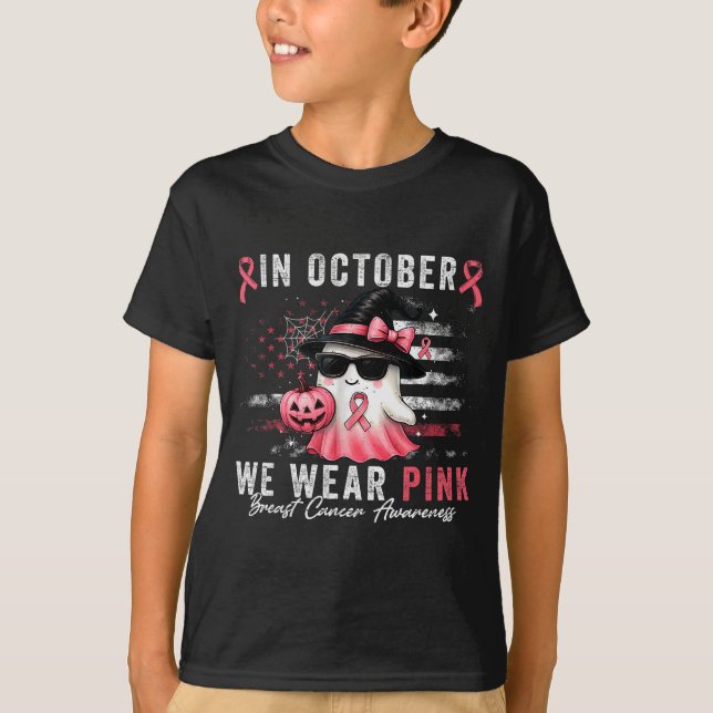 Breast Cancer Halloween In October We Wear Nk Us F T-Shirt (Front)