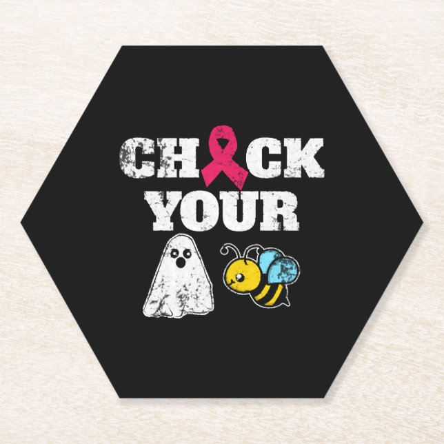 Breast Cancer Halloween Paper Coaster (Front)