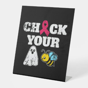 Breast Cancer Halloween Pedestal Sign