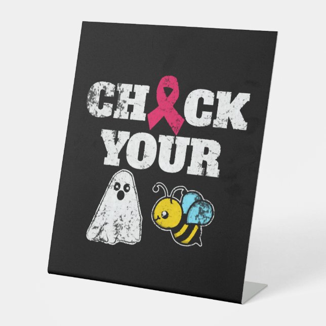 Breast Cancer Halloween Pedestal Sign (Front)