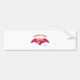 Breast Cancer Heart and Flame Bumper Sticker