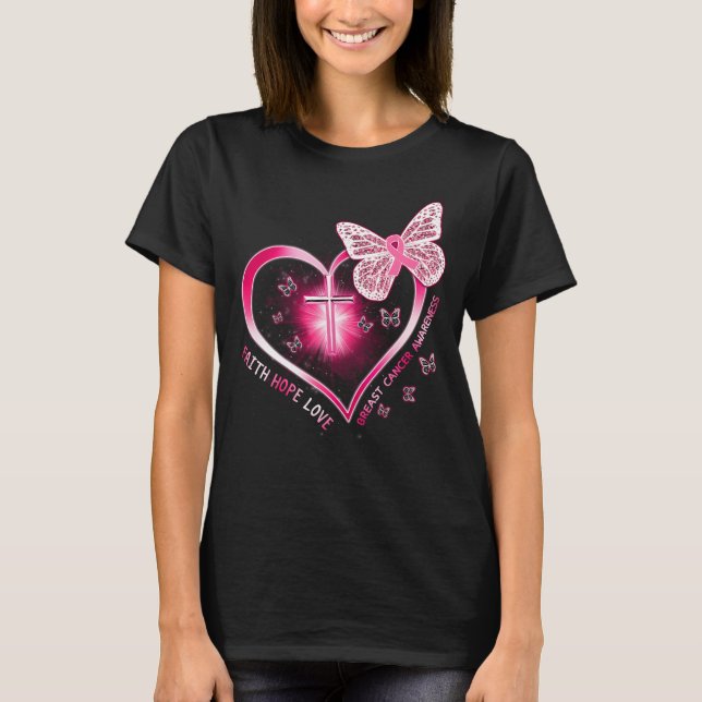breast cancer heart cross butterfly gift survivor T-Shirt (Front)