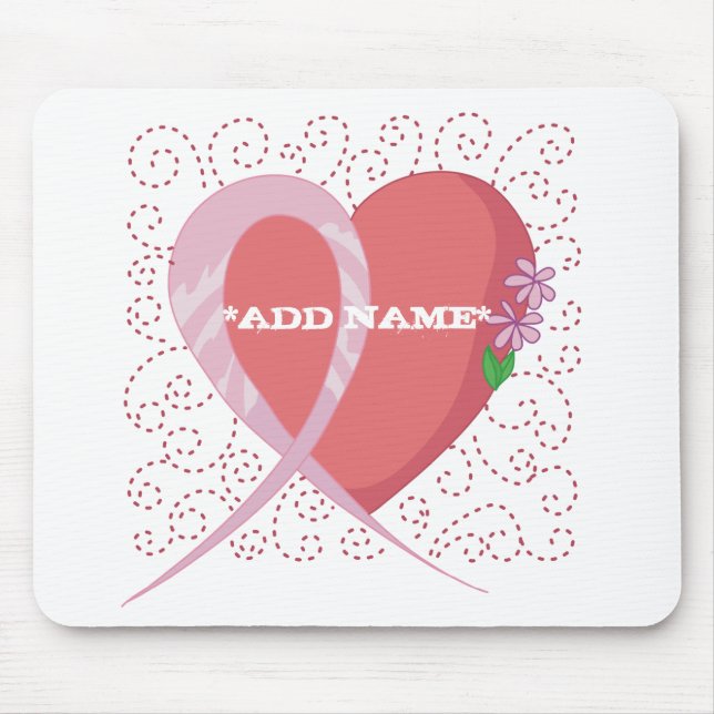 Breast Cancer Heart Customisable Mousepad (Front)