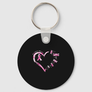 Breast cancer heart dragonflies awareness women key ring