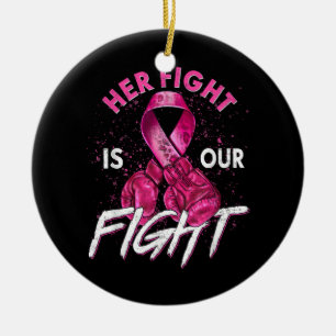 Breast Cancer Her Fight is Our Fight Breast Cancer Ceramic Tree Decoration