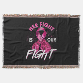 Breast Cancer Her Fight is Our Fight Breast Cancer Throw Blanket