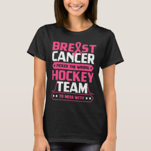 Breast Cancer Hockey Team Pink Awareness Ribbon Pa T-Shirt