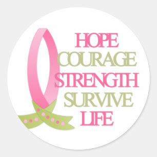 Breast Cancer Hope Courage Strength Classic Round Sticker