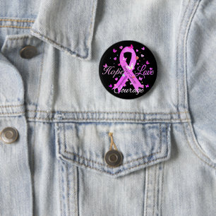 Breast Cancer Hope Love Courage 6 Cm Round Badge