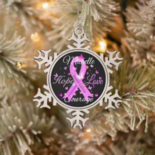 Breast Cancer Hope Love Courage Snowflake Pewter C Snowflake Pewter Christmas Ornament
