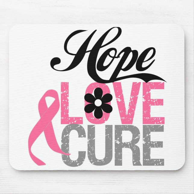 Breast Cancer HOPE LOVE CURE Gifts Mouse Mat (Front)