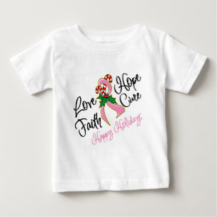 Breast Cancer Hope Love Cure Happy Holidays Baby T-Shirt