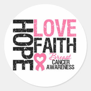 Breast Cancer Hope Love Faith Classic Round Sticker