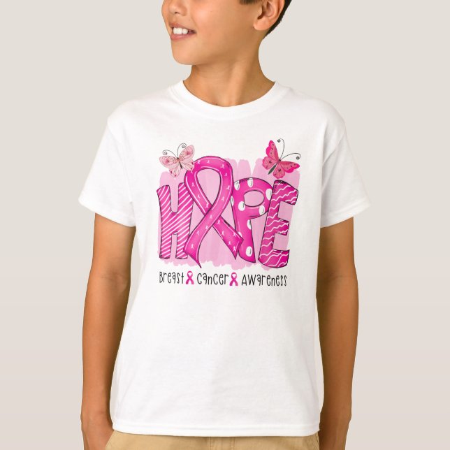 Breast Cancer Hope, Raise Awareness Pink Ribbon T-Shirt (Front)