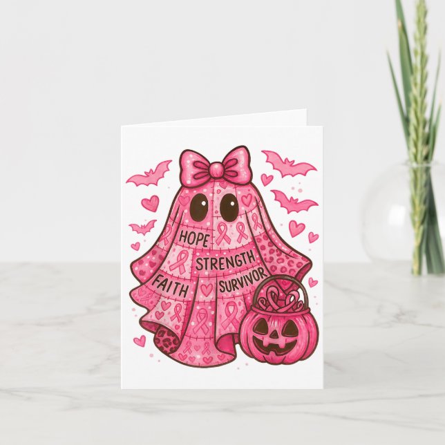 Breast Cancer Hope Strength Faith Survivor Ghost W Card (Front)