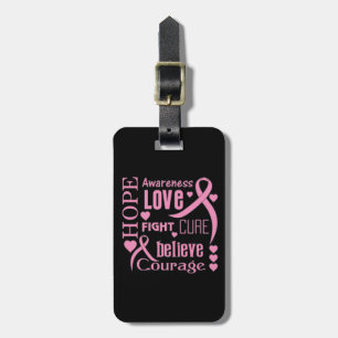 Breast Cancer Hope Words Collage Luggage Tag