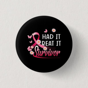Breast Cancer I Had It I Beat It Survivor Pink Rib 3 Cm Round Badge