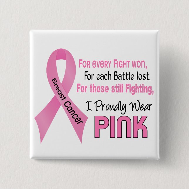 Breast Cancer I Proudly Wear Pink 1 15 Cm Square Badge (Front)