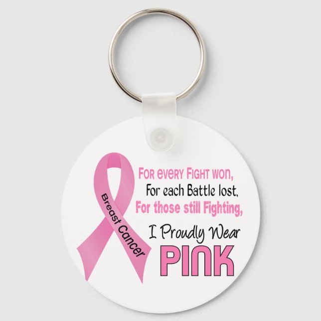Breast Cancer I Proudly Wear Pink 1 Key Ring (Front)