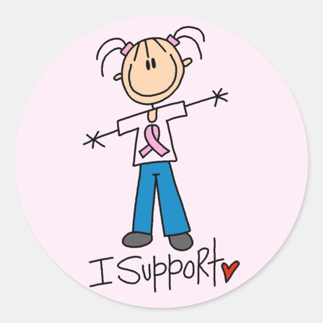 Breast Cancer I Support Tshirts and Gifts Classic Round Sticker (Front)