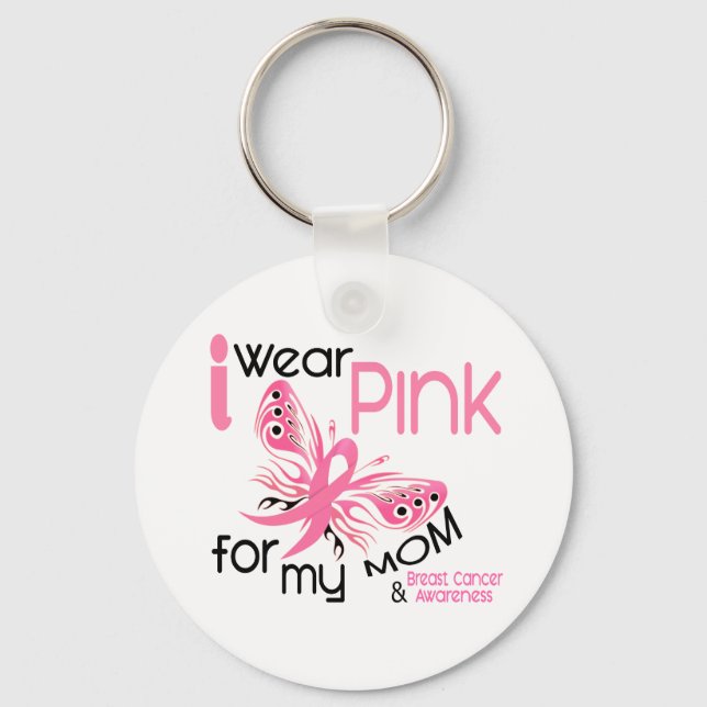 Breast Cancer I WEAR PINK FOR MY MOM 45 Key Ring (Front)