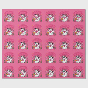 Breast Cancer in October We Wear Pink Cute Ghost Wrapping Paper