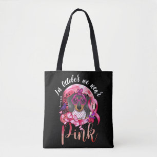 Breast Cancer In October We Wear Pink Dachshund Tote Bag