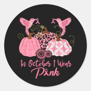 Breast Cancer In October We Wear Pink Hummingbird Classic Round Sticker