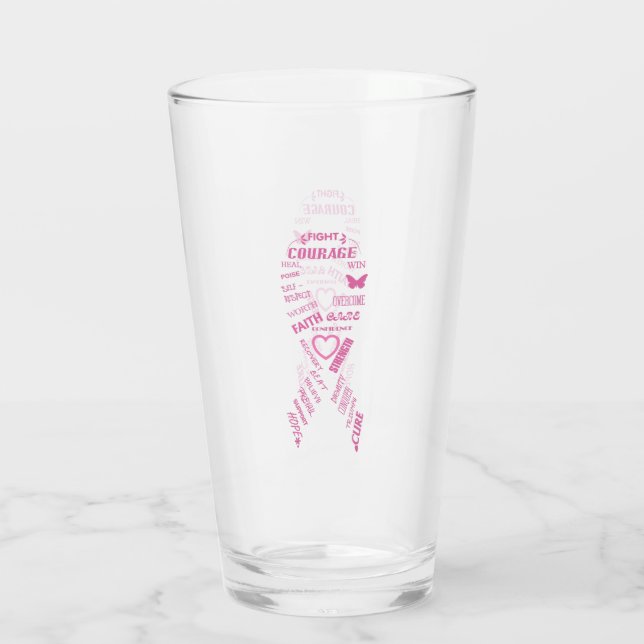 Breast Cancer Inspiration Ribbon Glass (Back)