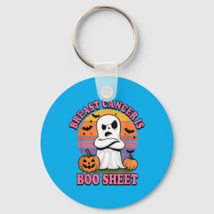 Breast Cancer is Boo Sheet Angry Ghost Halloween Key Ring