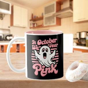 Breast Cancer is Boo Sheet – Funny Halloween Ghost Two-Tone Coffee Mug