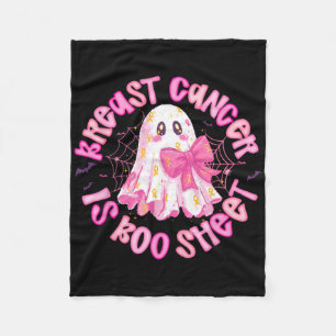 Breast Cancer Is Boo Sheet Pink Ghost Coquette Bow Fleece Blanket